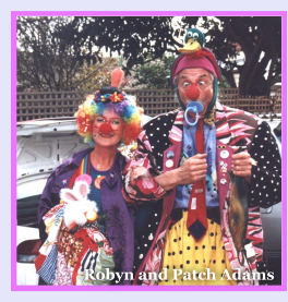 Photo: Robyn Handbury and Patch Adams in clown costume