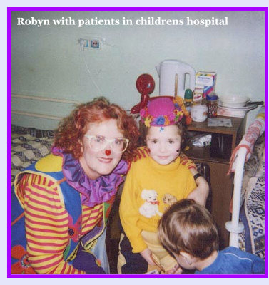 Photo: Robyn with Patients in childrens hospital