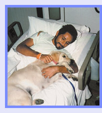 Photo: Patient has time with his pet dog in hospital